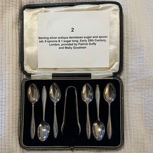 Sterling Silver Demitasse Spoon and Sugar Tong Set